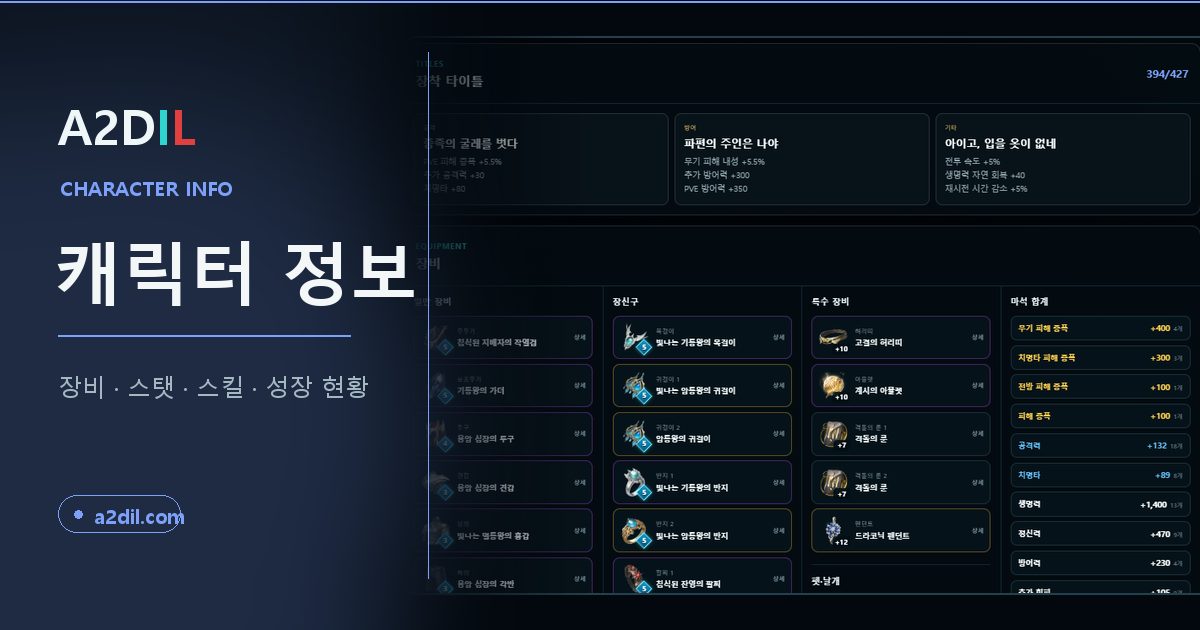 A2DIL 캐릭터 정보 대표 이미지